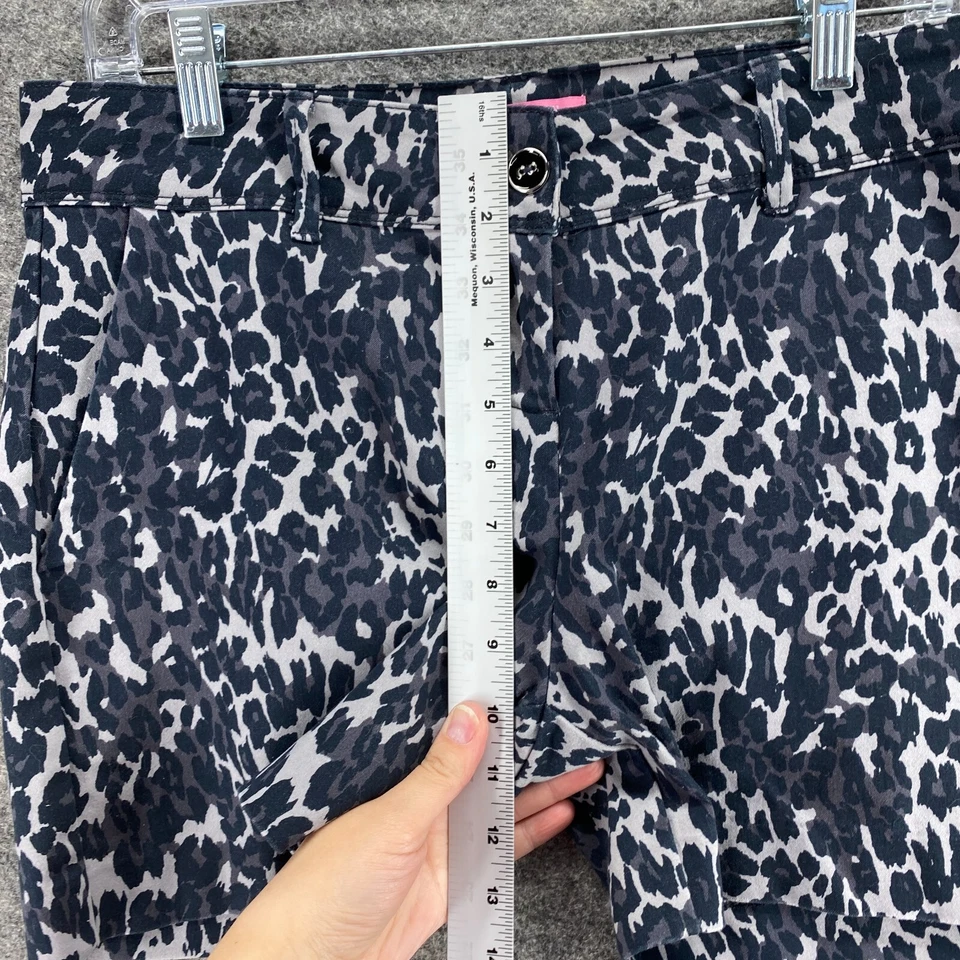 Pantalones Cortos Isaac Mizrahi Mujer 6 Gris Estampado Animal Tiro Medio Chino Algodón Bolsillo Foto 4 de 4