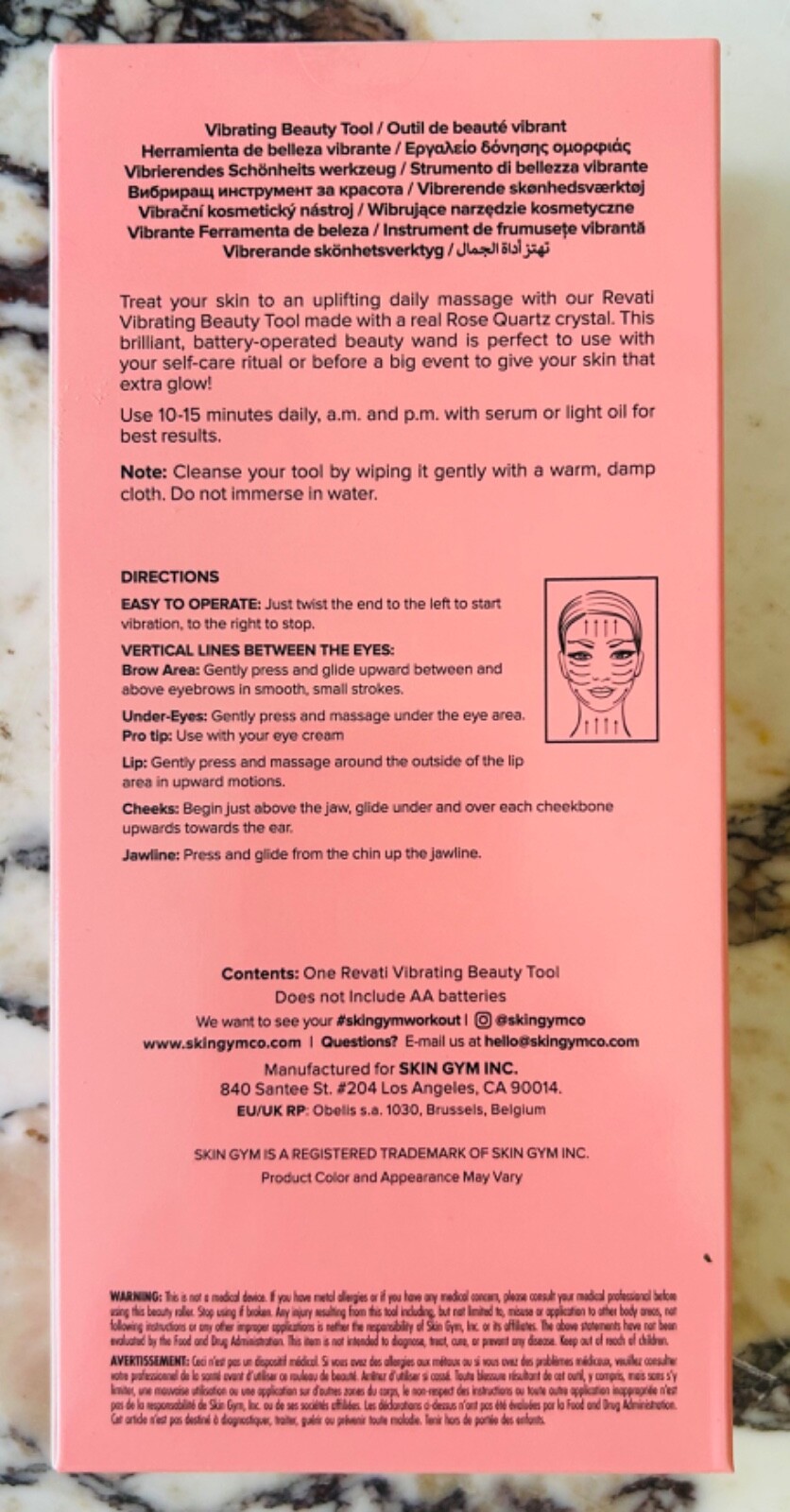 Skin Gym Revati Rose Quartz Vibrating Massage Beauty Tool NIB Gift Quality