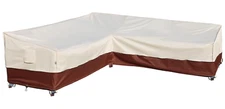 Waterproof V-Shape Patio Sofa Cover, 600D Rip-Stop, 85''L, Beige & Reddish Brown