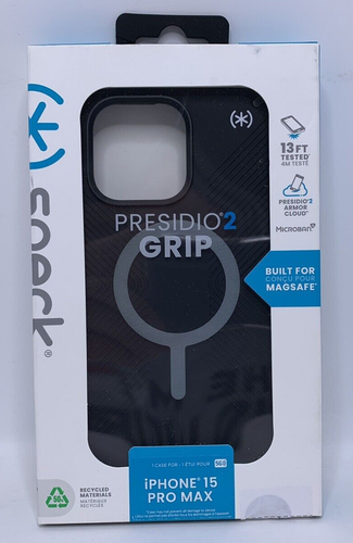 Speck Apple iPhone 15 Pro Max Presidio 2 Grip Case with MagSafe Black NEW