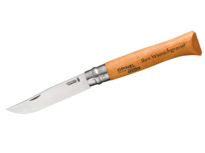 Opinel Taschenmesser No 12, Buche, Carbon, Wunschgravur am Griff