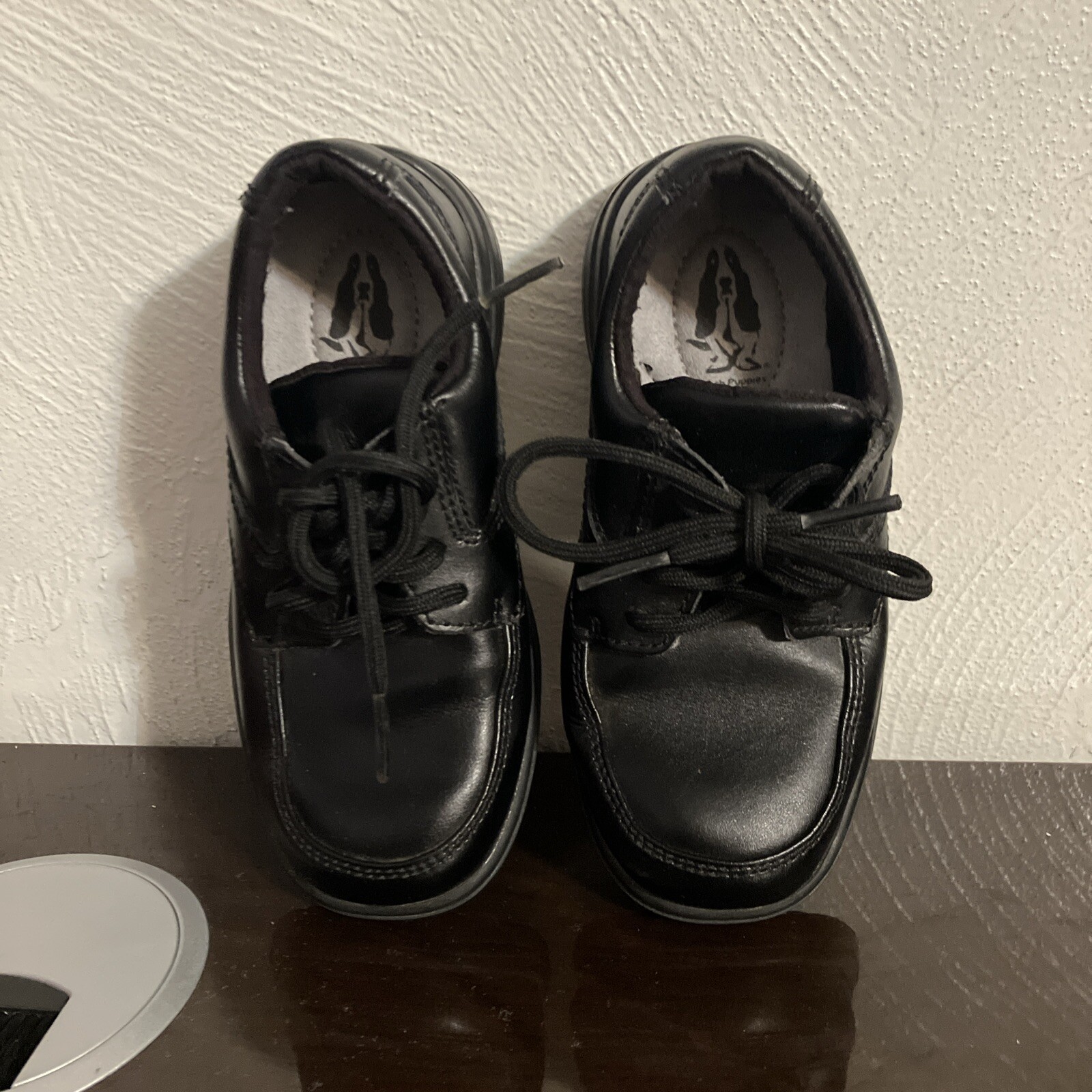 SAOLA Scarpe eleganti Hush Puppies Ty Oxford da ragazzo in pelle nere bambino USA taglia 10 M