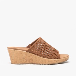 Skechers BEVERLEE - GOLDEN SKY Ladies Womens Summer Wedge Mule Sandals Brown | eBay