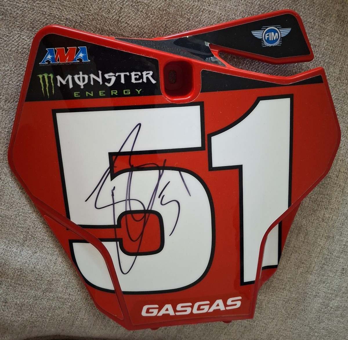 Justin BARCIA #51 *Signed GAS GAS Red Front Number PLATE SX MX