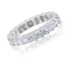 925 Solid Sterling Silver Eternity Brilliant Engagement Wedding Band Ring 3mm