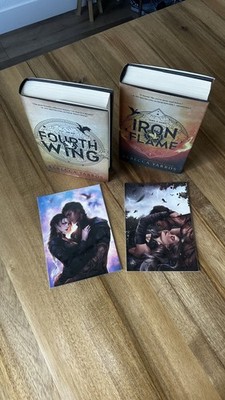 Rebecca Yarros Fourth Wing + Iron Flame Standard First Editions + 2 Art Prints