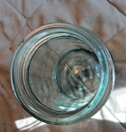 Antique Atlas Blue Pint Embossed Perfect Mason Made in the USA 1930s Glass Jar - Picture 3 of 5