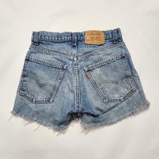 Vintage 90s Levis 505 Orange Tab Denim Shorts Cutoffs High Waisted Jean Size 27