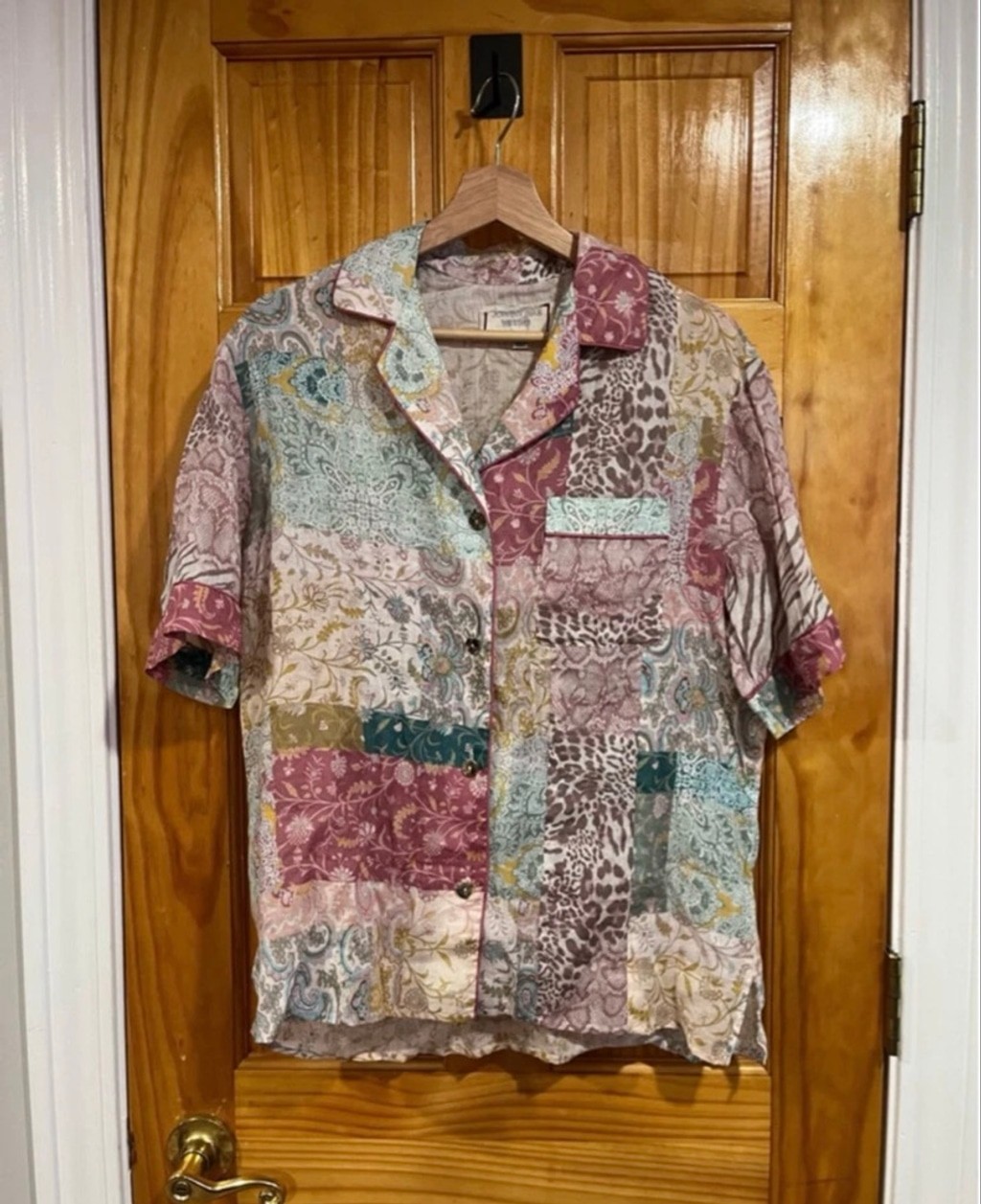 Johnny Was Workshop Patchwork Ramie Button Down B… - image 1