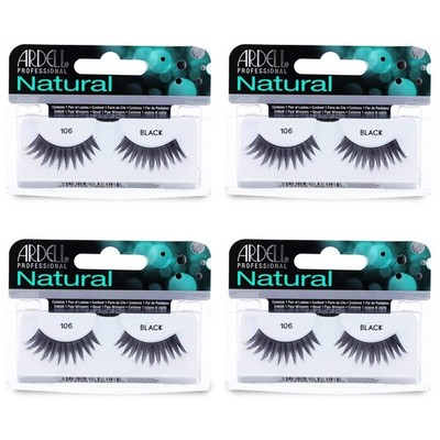 Ardell Natural Lashes False Eyelashes 106 - Black, for Everyday Wear, 4 Pack