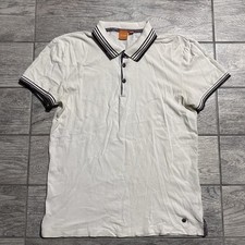 Hugo Boss Orange Pique Polo Shirt Mens L Short Sleeve White Logo Preppy Academia
