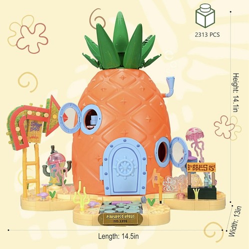 SpongeBob Pineapple House Building Block Set w/multiple Characters, 2313 Pieces - Picture 6 of 10