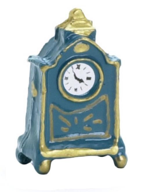 Dolls House Mantle Clock Blue Gold Miniature Living Room Ornamental Accessory