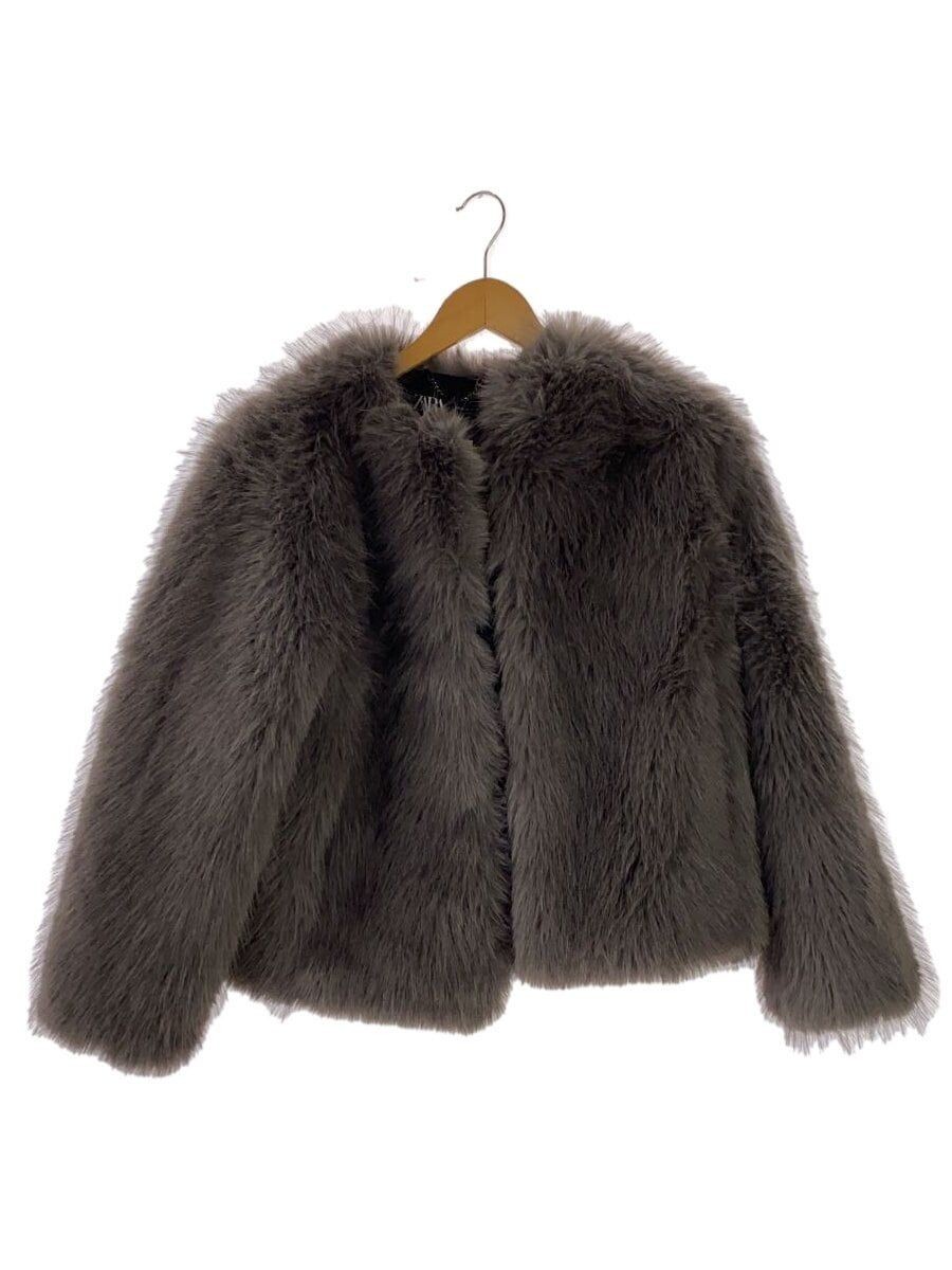 ZARA altra giacca XS pelliccia sintetica grigio tinta unita 6318 233 802 usata