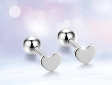 Silberne kleine süße Herz-Stecker für Damen,Hypoallergene Ohrstecker