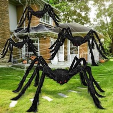 4 Packs Halloween Outdoor Decorations Scary Large Spider Set 60" 36" 24" 24"