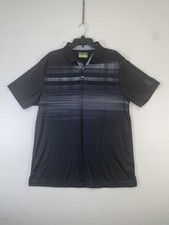 PGA TOUR Pro Series Polo Shirt Mens XL Black Striped Athletic Performance Golf