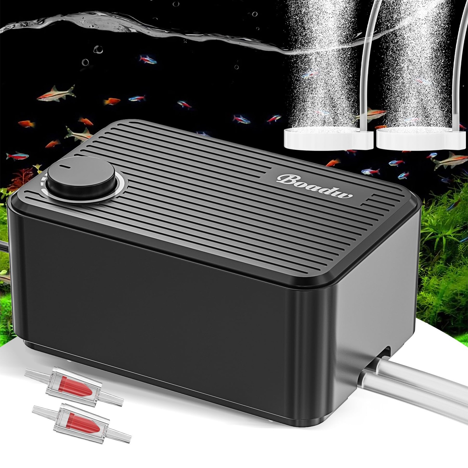 Boadw Pompa ad aria per acquario, 5,5 W, regolabile per acquario, fino a 400 lit