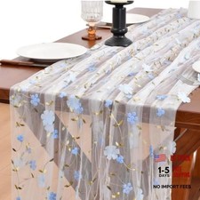 Wildflower Table Runner Gauze Floral Birthday Party Decor - 1 Blue Decor