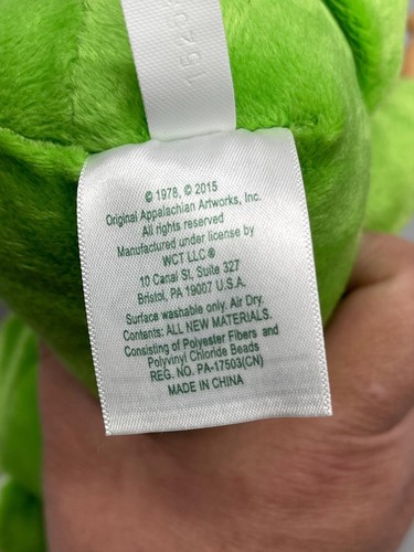 Kohl Patch Puppe Frosch grün Plüsch Schleife blaue Augen weich 2015 10 Zoll groß LESEN - Bild 7 von 8