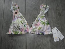 BNWT - M S MARKS SPENCER WHITE MIX SUN SMART NON WIRED BIKINI TOP UK SIZE 14