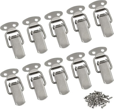 10Pk Stainless Steel Spring Loaded Buckle Latch Toggle Hasp Lock for Wooden Case
