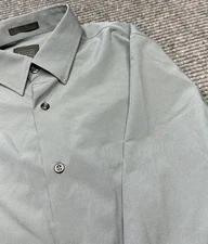 14th & Union Shirt Mens Medium Gray Trim Fit Stretch Long Sleeve Dress Button Up