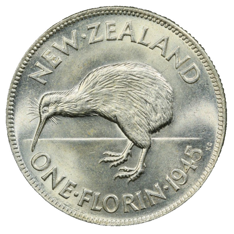 New Zealand, 1945 George VI Florin. PCGS MS 63. 515,000 Mintage.