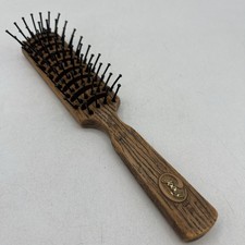 Vintage Goody Faux Wood Grain Hair Brush Nylon Bristles Smoothing Brown 7.5