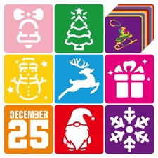 24 Pcs Christmas Stencils for Holiday 24pcs 5in, multicolored