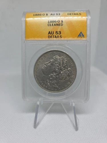 1886 O Morgan Silver Dollar ICG AU-53 ANACS Verified Details Cleaned