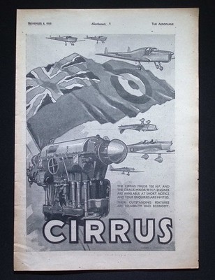 Original Werbung 1940 - Cirrus Flugzeugmotoren - Das Flugzeug, 8. November 1940