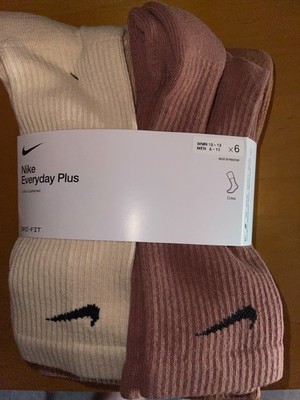 Nike Everyday Plus Cushion Crew Socks 6-Pack Large Men Size 8-12 Brown Multi