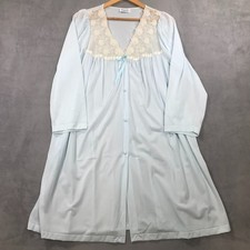 Vintage Vanity Fair Sheer Nylon Chiffon Robe PALE Lace Flowers Size Large USA