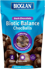 Image of Bioglan Biotic Balance Dark Choc Balls, 3 Billion CFU Probiotic, Live Culture...