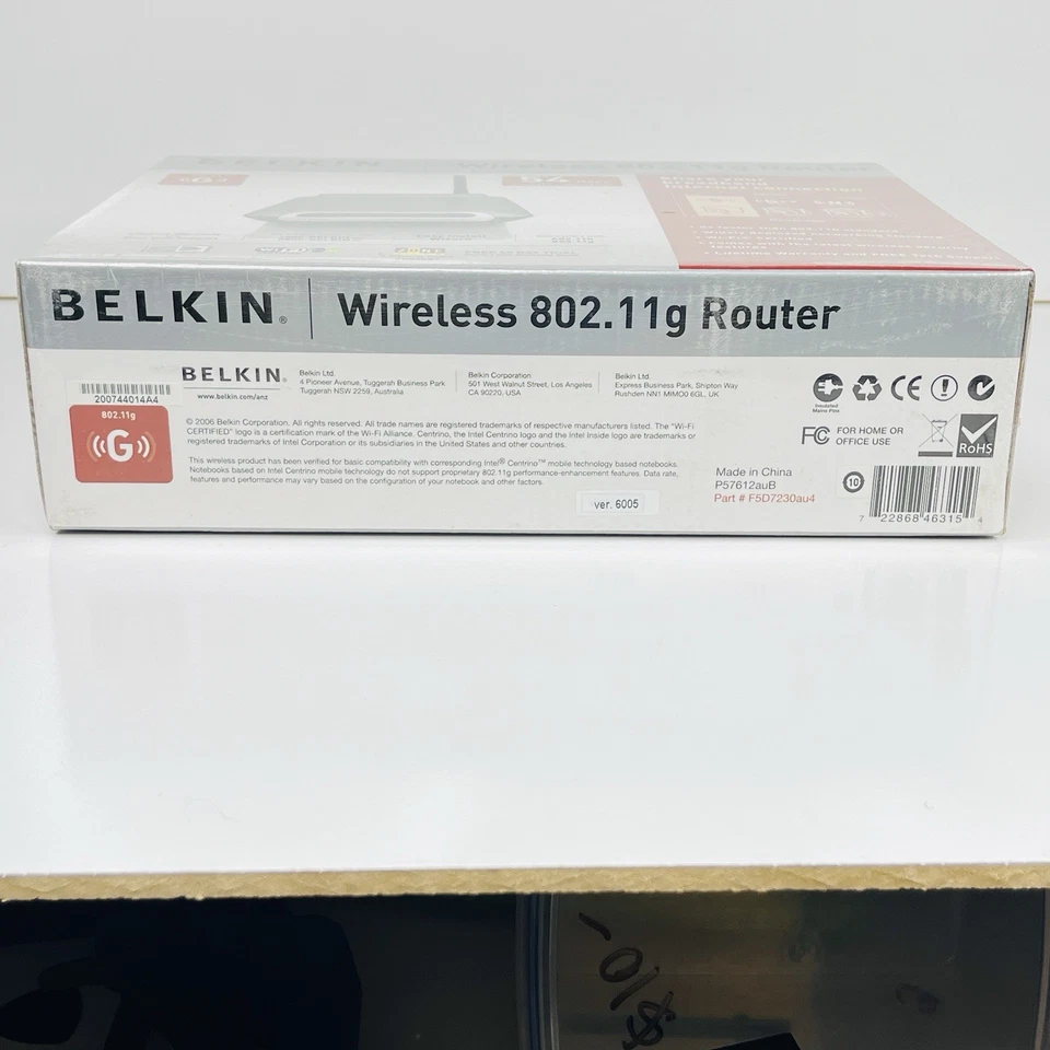 Belkin Wireless 802.11g Router F5D7230au4 New Sealed Wi-Fi 54Mbps 2.4GHz - Image 4 of 4