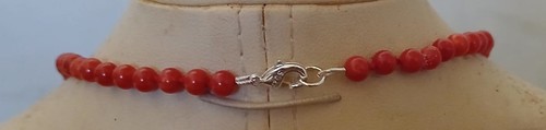 Collana corallo rosso sardegna naturale vintage 41cm - 4mm circa e argento 925 - Foto 4 di 5