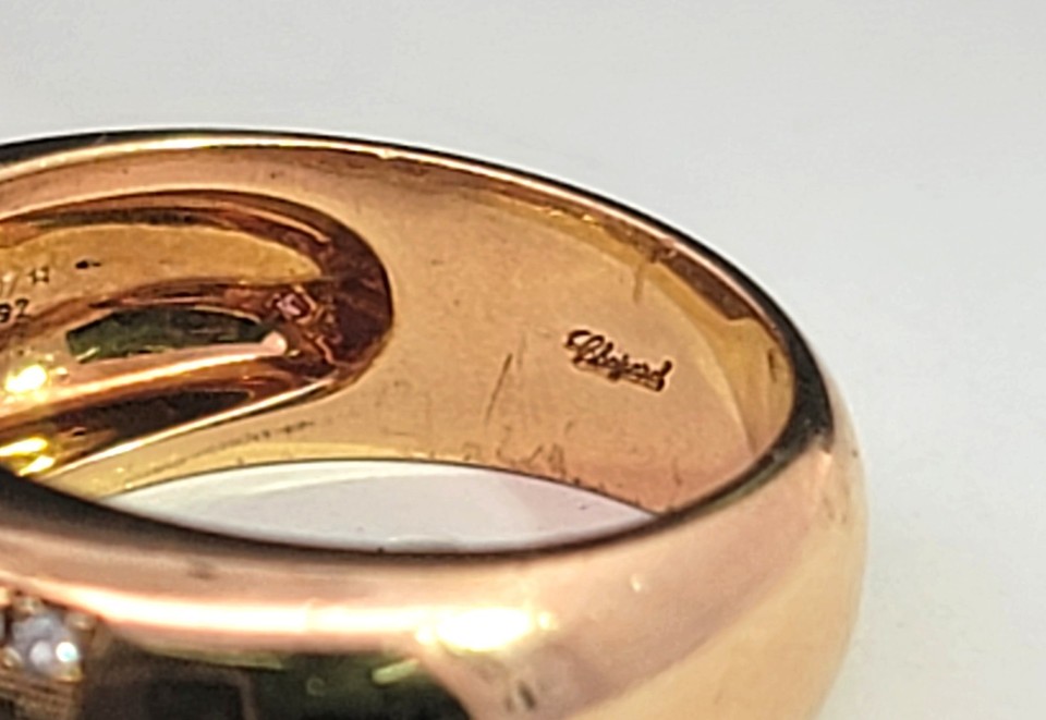 CHOPARD LOVE Heart Shaped Sapphire & Diamonds 18K Yellow Gold Ring ...
