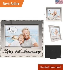 Classic 4x6 Silver Picture Frame with Elegant Bead Border - Anniversary Gift