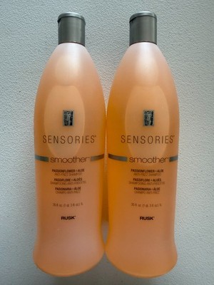 Lot 2 Rusk Sensories Smoother Anti-Frizz Shampoo Passionflower Aloe 35 oz