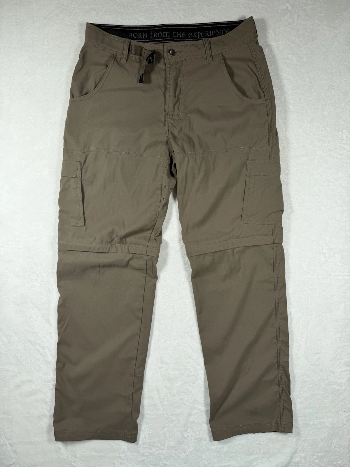 PrAna Breathe Convertible Pants Mens 32 X 32” Beige Nylon Hiking Stretch Travel