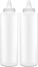 2 Pack 16oz Squeeze Bottles Condiment Empty Squirt Bottles with Twist Top Cap
