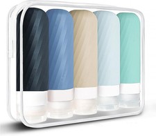 5 Pack Travel Bottles for Toiletries, 3 oz TSA Approved Silicone Travel Bottles