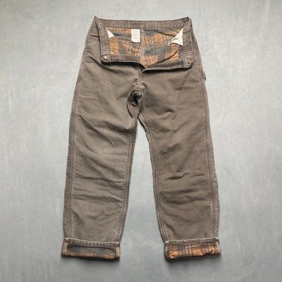 Carhartt B111 TMB Pants Mens 36x34 Timber Brown Flannel Lined Work USA Made Y2K