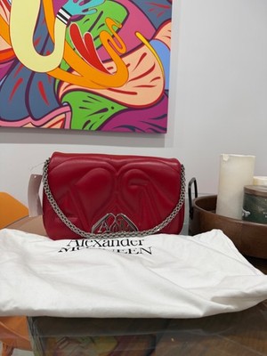 Alexander McQueen Small Seal Bag Red Quilted Leather Chain Shoulder NWT
