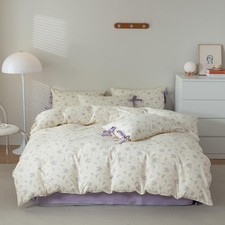 Purple Floral Bedding Duvet Cover Full Size, Soft Cotton Comforter Cover Set ...