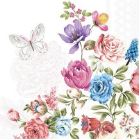 20 Servietten Alba Herrliches Arragement Blumen Rosen Garten Strauß Deko 33X33Cm