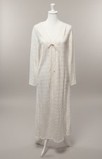 Oscar De La Renta Satin V-Neck Nightgown Lace Trim Long Ivory Sleepwear XS
