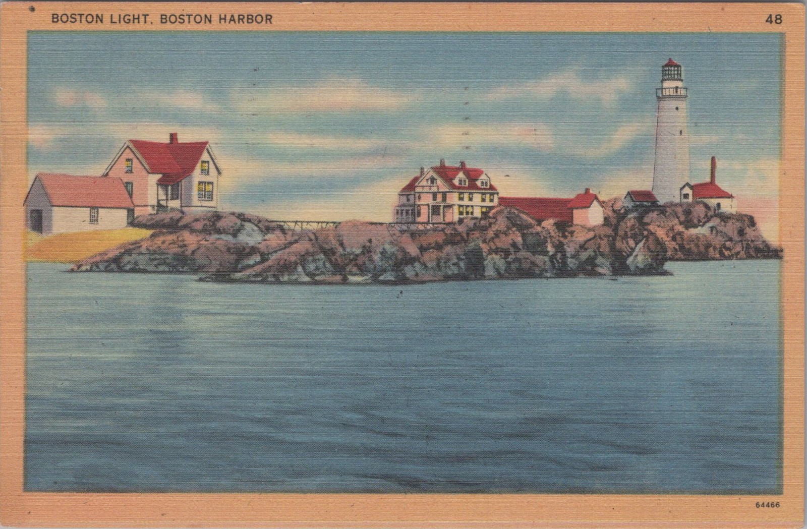 Boston Light Lighthouse MA Brewster Island Tichnor Linen 1945 Postcard ...