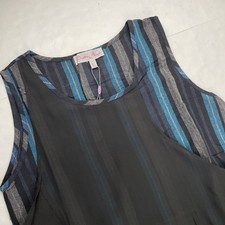 Pretty Angel Two Piece Multi layer Dress Tunic Women’s L Striped Teal Black